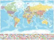 (LAMINATED) MAP OF THE WORLD POSTER GIANT SIZE 120X90cm FLAGS WALL PRINT TRAVEL