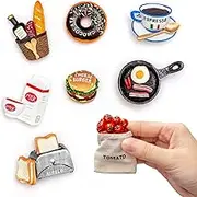 8-Pack Cute Food Fridge Magnets 3D Resin Magnet Refrigerator Stickers Coffee Cup Wine Bread Milk Pan Hamburger Donut for Refrigerators, Whiteboards, Maps and Other Magnetic Items
