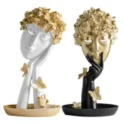 Blonde Hair Abstract Face Sculpture Resin Thinker Figurines Abstract Figurine
