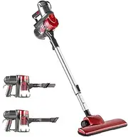 Devanti Stick Vacuum Cleaner, Corded Handheld Hand Held Handstick Strong Suction Bagless Ultra Light Red Compact Dustbuster Sweeper Dust Buster Portable for Home Car Stairs, Red