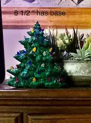 8 1/2 Inch Ceramic Christmas Tree With Base. New Dk Green. Small Frazier Fir.