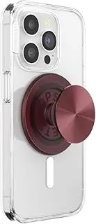 PopSockets: PopGrip Round for MagSafe - Includes Adapter Ring for MagSafe - Extendable Base and Handle with a Interchangeable Top for Smartphones and Cases - Alum Radial Oxblood