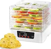 350W Fruit Dryer Machine, Food Dehydrator with 8 Visual Tray, 24H Timer & 35-70°C Temperature Control, DIY Food Drying for Jerky, Herb, Meat, Beef, Fruit