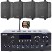 Pyle PDA69BU Bluetooth MP3 Home Amplifier Receiver, 4x 4" 30W Max 3-Way Speakers