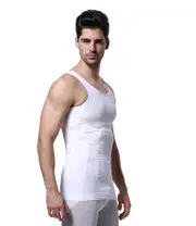 5 X Slimming Tank Top Mens Body Shaper Compression Vest Top Singlet White