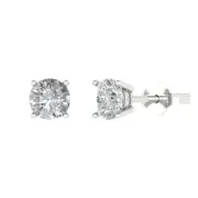 1 ct Round Cut Solitaire Stud Earrings everyday 14k White gold Push Back