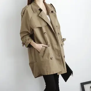 【M select】韓 女款 雙排扣 中長風衣 全棉寬鬆外套 短風衣外套 風衣