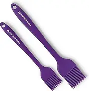 Kitchen Mama Silicone Basting Pastry Brush: Set of 2 Heat Resistant Basting Brushes for Baking, Grilling, Cooking and Spreading Oil, Butter, BBQ Sauce, or Marinade. Dishwasher Safe(Purple)