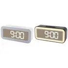Digital Alarm Clock Night Light Electronic LED Clock Bedroom Snooz Clock(White)