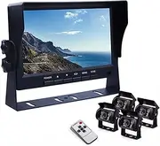 7" Screen Monitor 4-Channel Split 1080P w/4 Reversing Camera Kit for Truck Trailer Bus (2PCS)