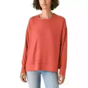 Lucky Brand Women's Cozy Crewneck Knit Pullover Tandoori Spice Size-L
