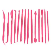 14Pcs DIY Plastic Clay Sculpting Set Carving Pottery Tool(rose Red)