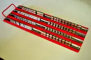 1/4" 3/8 "1/2" Multiple Rail Socket Tray -4 attached steel rails 80 Clips V444