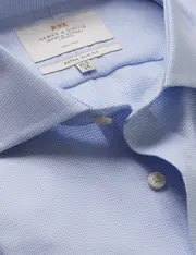 Hawes & Curtis Non-Iron Blue & White Textured Weave Extra Slim Fit Shirt | Windsor Collar Size: 16" collar, 36" sleeve