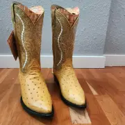 Men Cowboy Pointed Toe Boots Ostrich Print Bota De Avestruz Vaquero Size 8.5