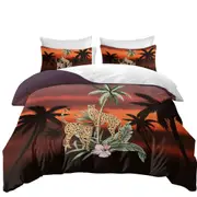Palm Trees Sunset and Cheetahs Quilt Cover