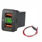 Dual USB DC 12-24V QC3.0 Car Socket Fast Charger Voltage Display For Toyota F