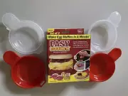 Microwave Egg Cooker, Nonstick Egg Poacher - 2 Set in Box, Red & Clear