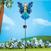 Solar Powered LED Lighted Beautiful Blue Angel Garden Stake