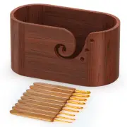 Wooden Yarn Bowl with 9pcs Knitting Hooks, Yarn Bowls for Crocheting, Large S...