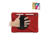 StylePro, combo, iPad 10th and 11th gen, case with screen protector, hand strap, rotating stand, red.