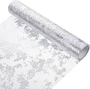 Kisangel Decor Table Runner 11x180 Glitter Metallic Table Runner Metallic Mesh Table Runner Roll Table Decorations for Wedding Bridal Shower Baby Shower Birthday Party Wedding Table Silver