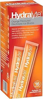 Hydralyte Electrolyte Ice Blocks Orange Flavoured 16 Packs