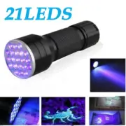 Violet Flashlight 21LED Outdoor Press Switch Tail Torch UV 395nM Alloy Hot