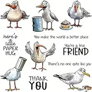 LZBRDY Seabird Clear Stamps and Dies Set, Humorous Bird Themed Silicone Stamps for DIY Scrapbooking, Card Making, Paper Crafts, and Album Decor, Includes Thank You & Friendship Sentiments