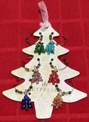 HOLIDAY/CHRISTMAS TREE GLASS WINE GLASS CHARMS SET-6