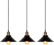 Newrays Industrial Retro Black Iron Kitchen Restaurant Bar Balcony Hanging Pendant Light (3 Pack)