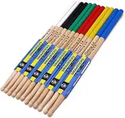 Homiliky 6 Pairs Drum Sticks 5A Non-slip Maple Drumsticks Drum Accessories Multi Color Wood Tip Drumstick for Students Adults Beginners and Kids