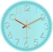 ATDORO 1 Pack 8" Wall Clock, Silent Non Ticking Quality Quartz Battery Operated Small Round Clock for Home, Office, Bedroom Clock (Blue)