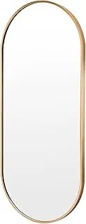 La Bella Gold Wall Mirror Oval Aluminum Frame Makeup Decor Bathroom Vanity 45 x 100cm