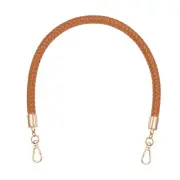 Braided Purse Strap 20" PU Leather Handbag Handle with Golden Buckle Light Brown