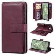For Google Pixel 8a Case Leather Stand Wallet Phone Cover with 10 Card Slots