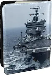 [JEJEA] Aircraft Carrier Print Travel Organizer Credit Cards Case Passport BookPassport Holder Cover Wallet forTraveling,, Black, One Size