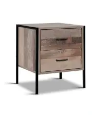 [Artiss] Barnsly Bedside Table 2 Drawers in Brown