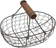 Egg Collecting Basket,Bread Basket - Camping Containers with Wooden Handle Decorative Holder for Girls Easter Farm Farmhouse