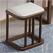 Chairs,Faux Leather Vanity Stool,Solid Wood Tea Stool Simple Bedroom Dressing Stool Ottomans Seat with Wood Base/Brown/40 * 28 * 43Cm