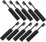 10pcs Travel Folding Toothbrush Charger Cleaner Hanger Foldable Travel Toothbrush Portable Mini Bristle Smile Toothbrush Cover Travel Mug Toothbrushes Tube Firm Pp Black