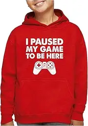 [Tstars] I Paused My Game to Be Here Funny Gamer Youth Hoodie Medium Red