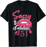 [X.Style] 51st Birthday Sassy and Fabulous 51 Year Old ds201 T-Shirt (L) Black