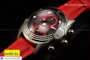 Invicta LUPAH Chronograph JET BLACK 52mm Dial RED Polyurethane Band Men's Watch
