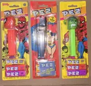 (3) Vintage MARVEL PEZ Dispensers 1980s Incredible Hulk, Batman, Spiderman