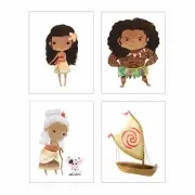 Girl's Bedroom Nursery Art: MOANA MAGIC Set of 4 8" by 10" prints. Friend & Love