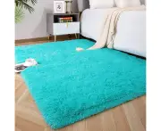 Soft Fluffy Area Rugs for Bedroom Kids Room Plush Shaggy Nursery Rug Furry Throw Carpets for Boys Girls, College Dorm Fuzzy Rugs-3.3 x 4 Feet-Blue Teal