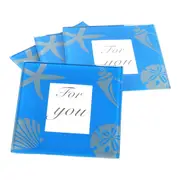 Set 4 Square Blue Glass Coasters- Coastal Beach