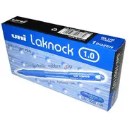 Uni Laknock Medium Retractable Ballpoint Pens Blue 12 Pack