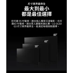 LG樂金 OLED65G3PSA OLED evo G3系列4K AI物聯網電視送HDMI線、防雷擊抗擺延長線、澤邦風扇